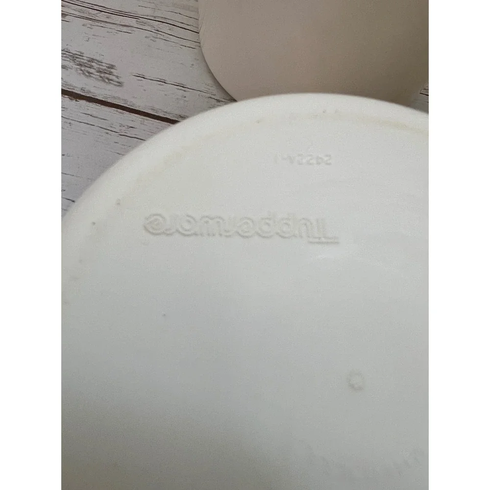 Tupperware Canister Set White Navy Blue Vintage Airtight Storage 3pc Set